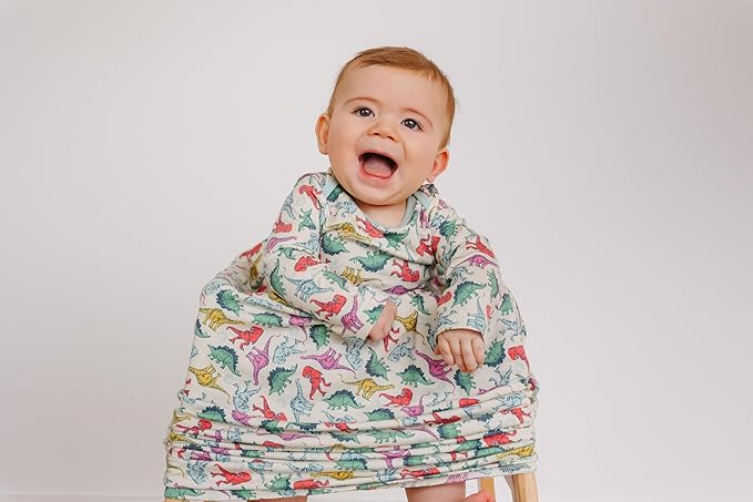 Copper Pearl Baby Car Seat Cover Canopy and Nursing Cover Multi-Use Stretchy 5 in 1 Gift 'Dinosaurs of Jurassic Park' - One Size