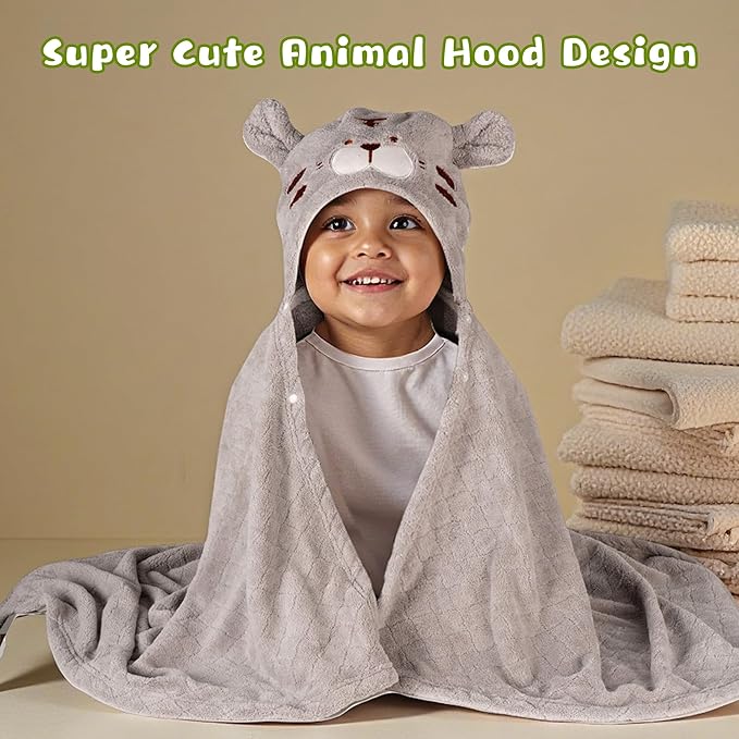 Toddler Bath Towel Hooded Kids Towels Baby Bath Towels for Boy Girl 0-5 Year, 2-Pack Thick Absorbent Toddler Towels with Hood Kids Bath Towel, Large 50''x32'' Baby Hooded Towel for Kids