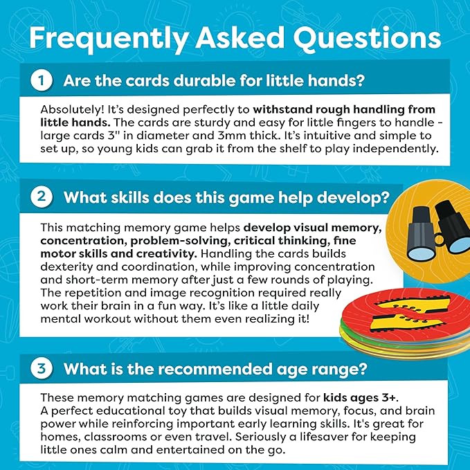 Matching Memory Game - Memory Games for Kids Ages 4-8 - Memory Matching Games for Toddlers 3-5 - Kids Camping Toys Gifts - Preschool Board Game - Preschool Learning Activities Educational Toys