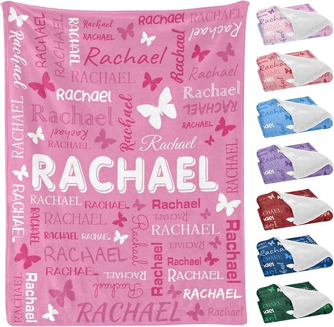 Personalized Throw Blanket with Name Custom Blankets Customized Baby Blanket for Girls Kids Adult Birthday Gift