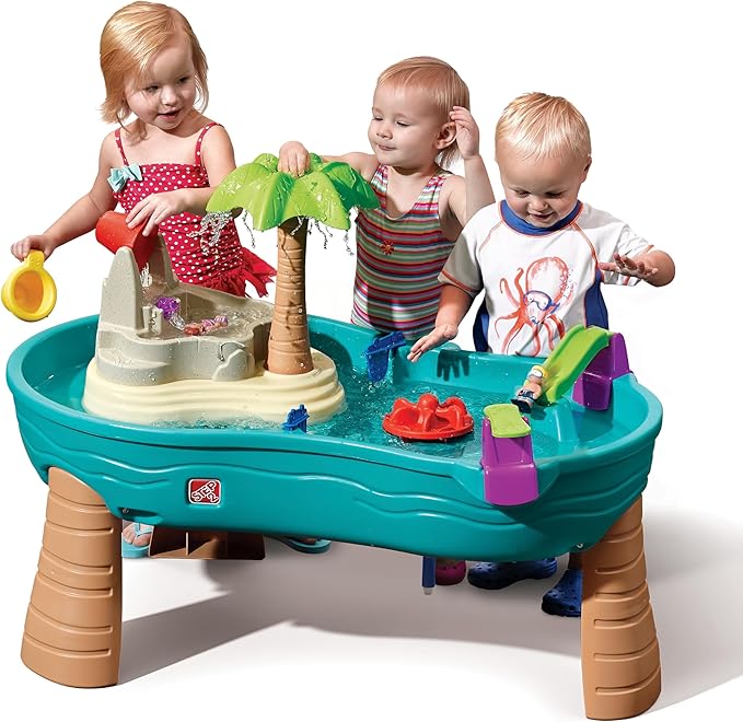 Step2 Splish Splash Seas Water Table, Kids Water Table Activity Sensory Playset, Summer Outdoor Toys, 9 Piece Water Toy Accessories, For Toddlers 1.5+ Years Old, Blue & Purple