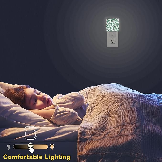 Eucalyptus Leaves Night Light,Plug in Night Light, Dusk to Dawn Sensor Nightlights for Stairway/Hallway/Kitchen/Bedroom/Bathroom 0.5W