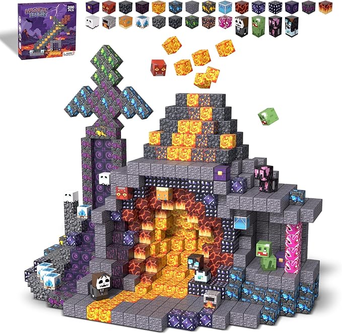 200PCS Magnetic Building Blocks for Kids, STEM Educational Magnet Stacking Toys for Age 3-5 4-8 8-12, Sensory Play Montessori Toys for Boys and Girls, Creative Construction Gift Ideas for Children