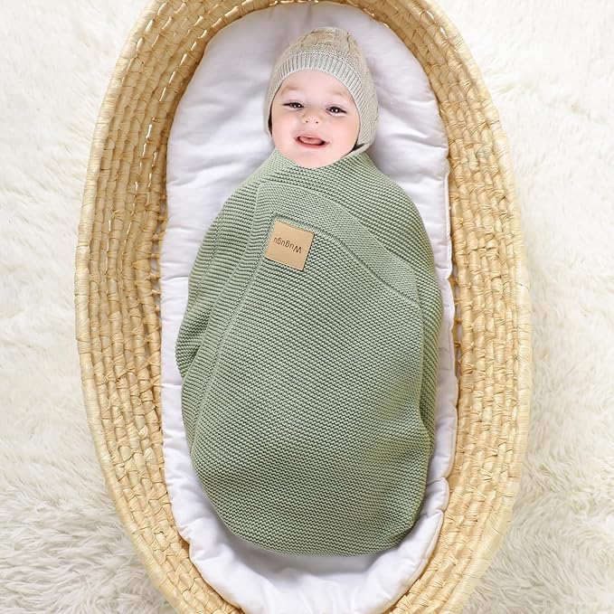 Baby Blanket 30 x 40 Inch Soft Knit for Boys & Girls Cotton Nursery Swaddling Blankets Toddler Knitted Crochet Receiving Crib