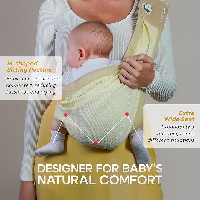 Baby Sling Carrier 8-30 lbs, Newborn Nursing, Toddler Carrier with Safety Buckle, Knob Tech Baby Closer, Adjustable Shoulder Strap, Portable and Lightweight (Black)