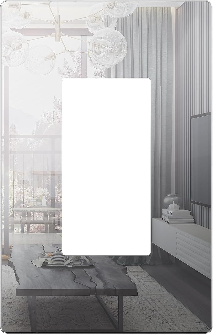 LIDER Decorator Wall Plate, Impact Resistant, Mirrored Acrylic, Plexiglass, Reflective Finish, Modern Upgrade, Screwless Light Switch/Outlet Cover, Mid-Size 1-Gang 4.88" x 3.11", Silver
