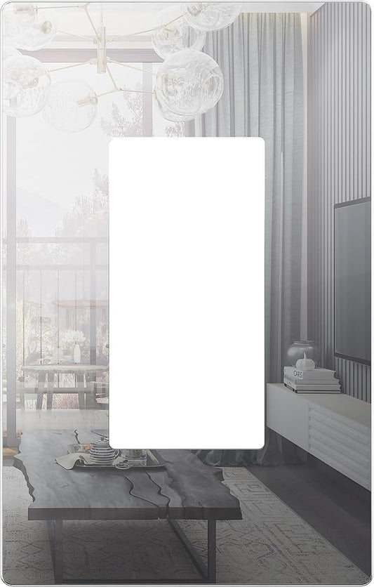 LIDER Decorator Wall Plate, Impact Resistant, Mirrored Acrylic, Plexiglass, Reflective Finish, Modern Upgrade, Screwless Light Switch/Outlet Cover, Mid-Size 1-Gang 4.88" x 3.11", Silver