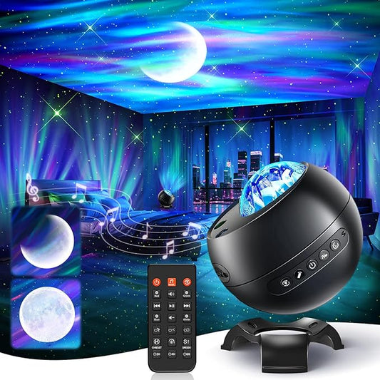 One Fire Northern Lights, 21Colors Galaxy Projector for Bedroom, 15White Noise&Bluetooth Star Projector Galaxy Lights, Remote Ceiling Projector,Aurora Light Projector Room Decor,Gifts for Kids,Adults