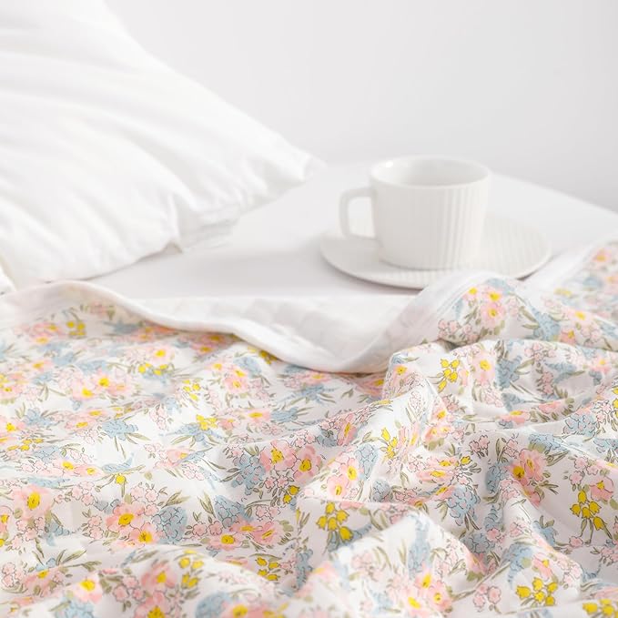 NTBAY Jersey Cotton Quilted Toddler Blanket, Breathable and Warm for Boys and Girls Baby Blanket, 30x40 Inches, Pink Floral