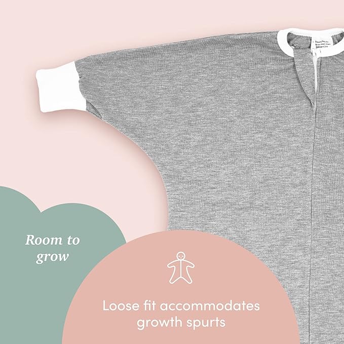 SleepingBaby Flying Squirrel Toddler Pajamas with Practical Zipper for Quick Diaper Changes and Travel Comfort - Heather Grey - 2-3T