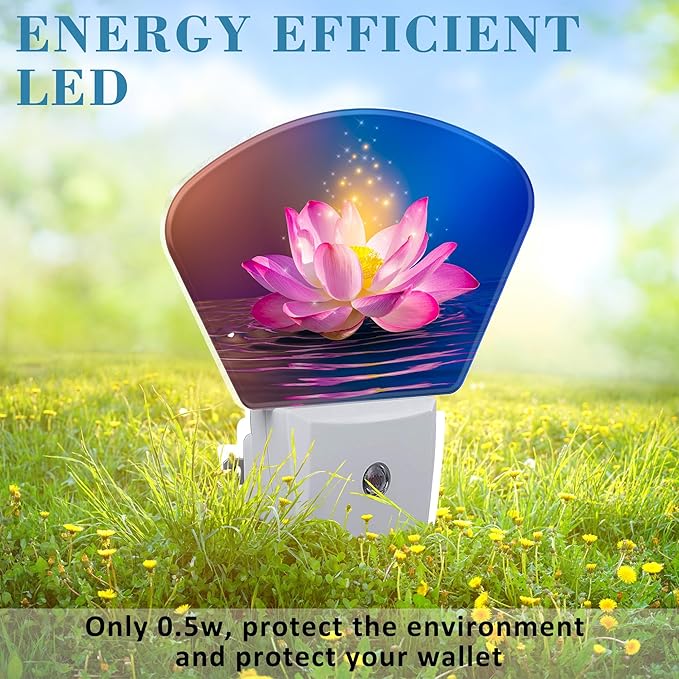 Magic Pink Lotus Flower Night Light, Magic Flowers Nightlight Plug into Wall with Dusk to Dawn Sensor for Kid Girls Boys Women Men Bedroom, Hallway, Kitchen, Bathroom, Stairs Decor