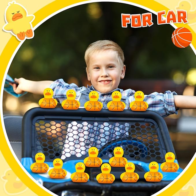 Deekin 50 Pcs Rubber Duck 2 Inch Bulk Sport Party Favors for Birthday Party Decorations Club Player Gift (Basketball Player)