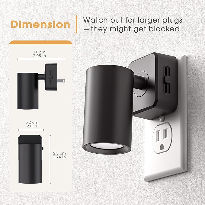 Night Lights Plug into Wall, 320° Rotation Night Light, RGB Color Changing Nightlight, Spot Light Dimmable Brightness, Dusk to Dawn Nightlight for Bedroom, Spot Light, Kids Room, Stair, 2 Pack