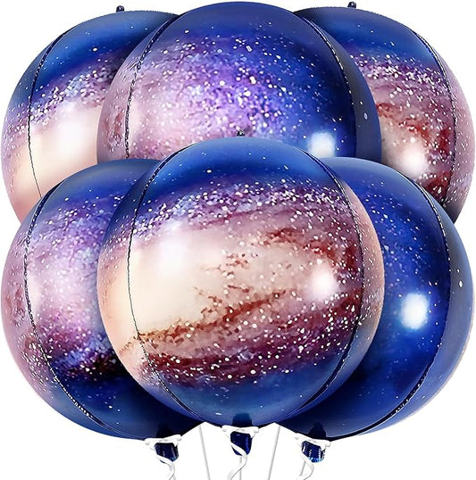 KatchOn, Big Galaxy Balloons - 22 Inch, Pack of 6, Earth Party Supplies | 360 Degree 4D Round Sphere Balloons for Space Themed Party Decorations | Planet Balloon for Outer Space Decorations
