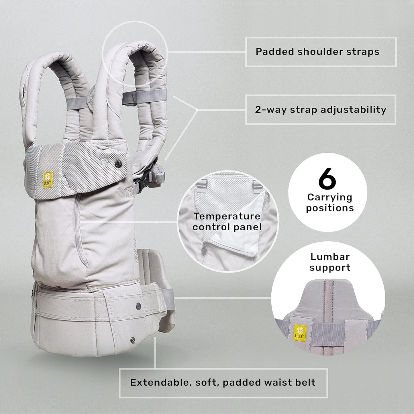 LÍLLÉbaby Complete All Seasons Ergonomic 6-in-1 Baby Carrier Infant to Toddler with Lumbar Support (7-45 Pounds), 360 Degree Baby Wearing & Multi-Position, Inward & Outward Facing (Charcoal & Silver)