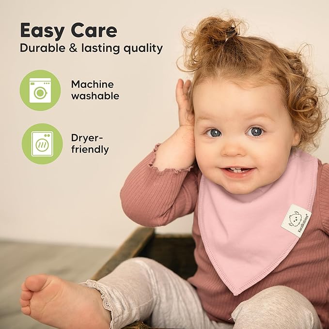 8-Pack Organic Baby Bandana Bibs for Girls - Super Absorbent Triangle Baby Bibs for Drooling and Teething Infant, 100% Cotton Extra Soft for Newborn, Infant 0-36 Months (Dew)