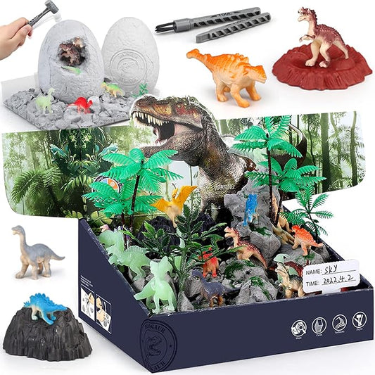 Jumbo Dino Eggs Dig Kit, Dinosaur Toys for Kids 5-7 8-12, 2 Dinosaur Eggs Excavation with Digging Tools, Educational STEM Toys for Boys Girls Birthday, Christmas, Easter Gift