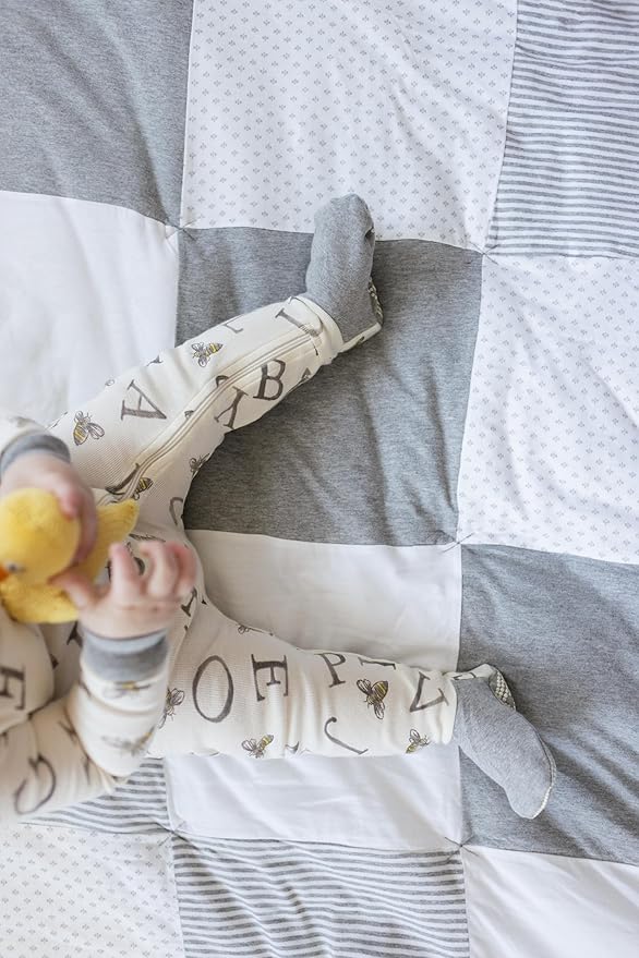 Burt's Bees Baby Reversible Blanket, Nursery, Stroller & Tummy-Time Organic Jersey Cotton Quilted Infant & Toddler Bedding