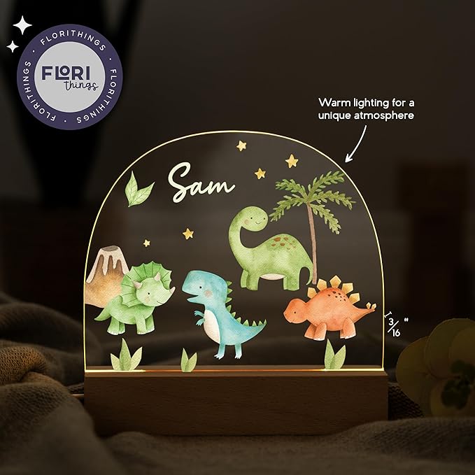 Dino Night Light/Light Up Dinosaur Night Light/Color Changing Dino Lamp/Cute LED Dinosaur Lamp for Boys/Safe, Non-Toxic Design Perfect for Nursery