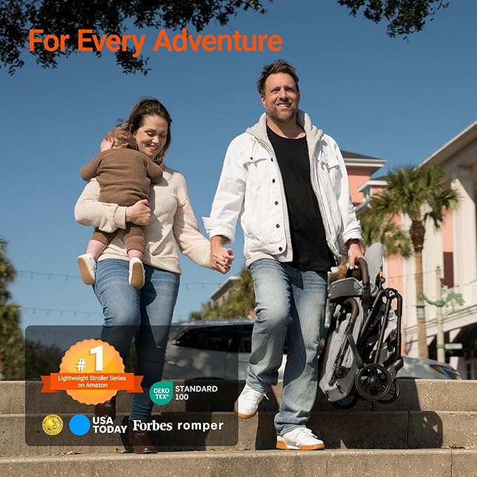 MAMAZING Lightweight Baby Travel Stroller with Carbon Fiber Frame, Compact & Airplane-Friendly, One-Handed Folding Design, 11.6 lbs, Perfect for Toddlers, Grey