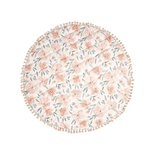 Crane Baby Padded Floor Mat, Pink Floral Nursery Decor, Activity Mat, 40" x 40", Baby Tummy Time, Baby Girl Nursery Essentials (Pack of 6)