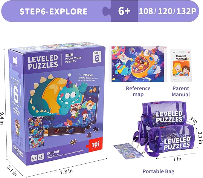 TOI Leveled Puzzles for Kids Aged 5 and Up, Toddler Puzzle Preschool Learning Jigsaw Puzzles, Large Pieces Educational Game for Boys Girls, Classic Education Step 6