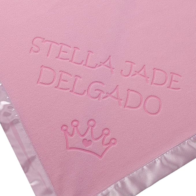 Custom Catch Personalized Princess Baby Blanket for Girl - Newborn or Infant Name Gift - Pink or Blue (2 Text Lines)