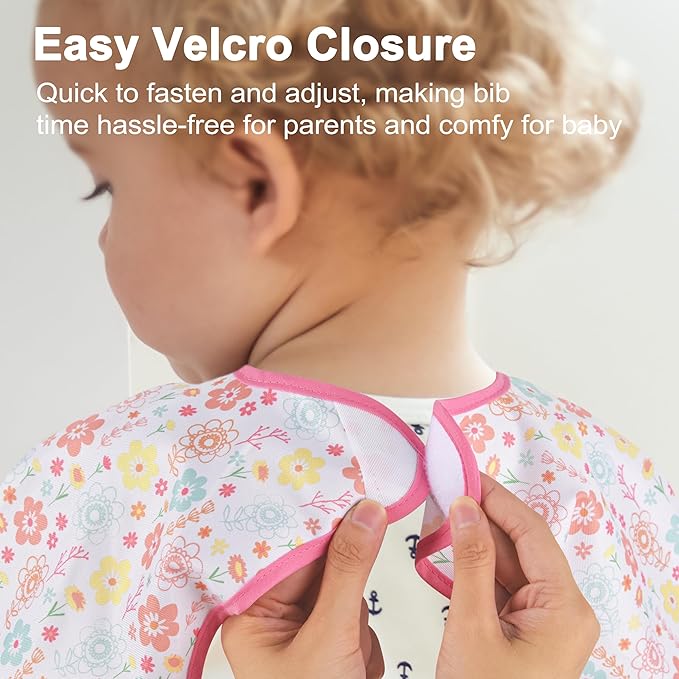 Long Sleeve Baby Bib For Eating Feeding Mess Proof Waterproof Food Smock Bibs With Pocket For Newborn Boy Girl