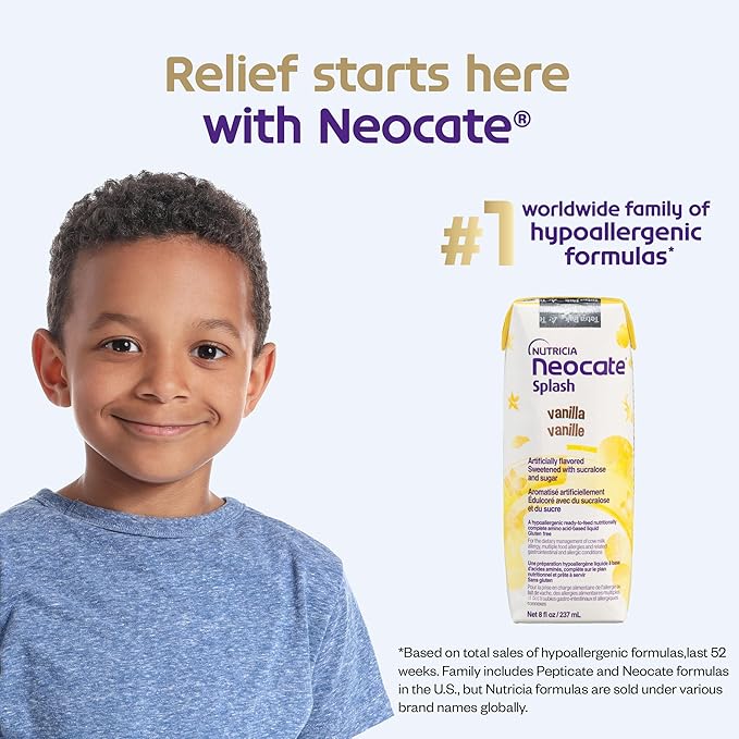 Nutricia Neocate Splash - Ready-to-Feed Hypoallergenic, Amino Acid-Based Toddler and Junior Formula - Unflavored - 8 fl oz (Case of 27)