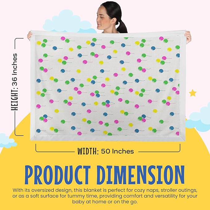 Blankets - Thermal Waffle Warm Baby Blanket for Crib - Soft and Cozy Baby Crib Blanket for Nursery, Stroller, or Naptime Comfort - Ideal Shower Gift - Ballon Pattern, Nylon Trim(36" x 50")