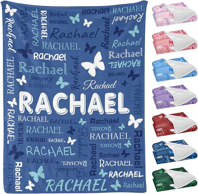 Personalized Throw Blanket with Name Custom Blankets Customized Baby Blanket for Girls Kids Adult Birthday Gift