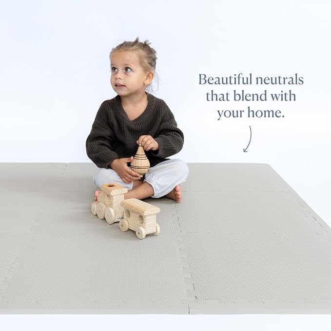 Toddlekind Playmat -Classic Foam Play Mat- 4 x 4 feet Premium Quality Foam Play Mat for Babies/Toddlers, Stylish, Non-Toxic, Odorless, Stone