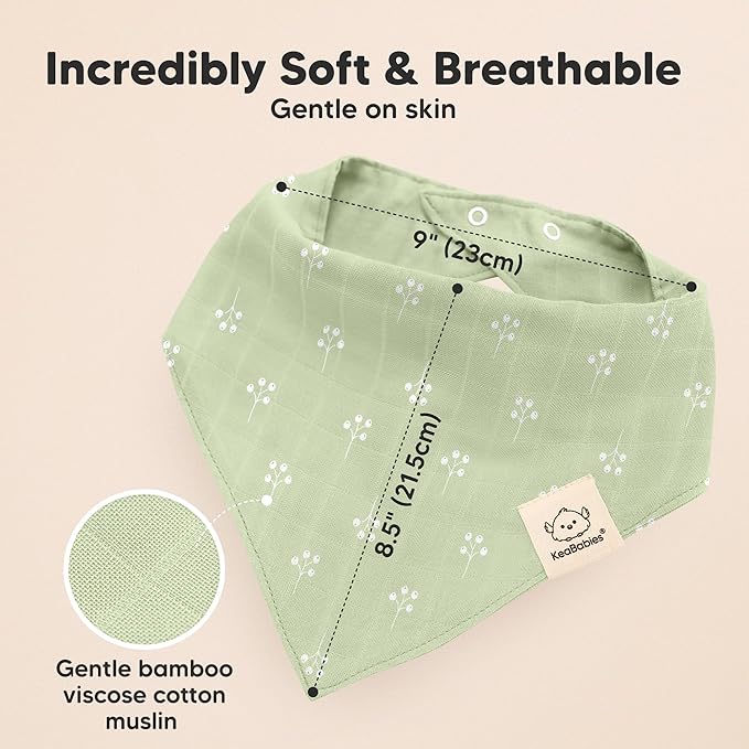 8-Pack Muslin Baby Bibs for Boys, Girls - Muslin Bandana Drool Bibs for Baby Girl & Boy, Drooling Newborn, Teething Toddler, Infant 0-36 months, 100% Cotton Extra Absorbent & Soft(Wild Bloom)