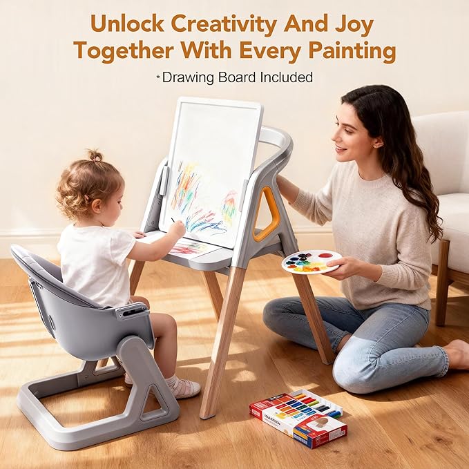 CoziBB Baby High Chair, 6-in-1 Convertible Growing Baby High Chair for Infants and Toddlers with Adjustable Plates and Seats, 5-Point Seat, Grey