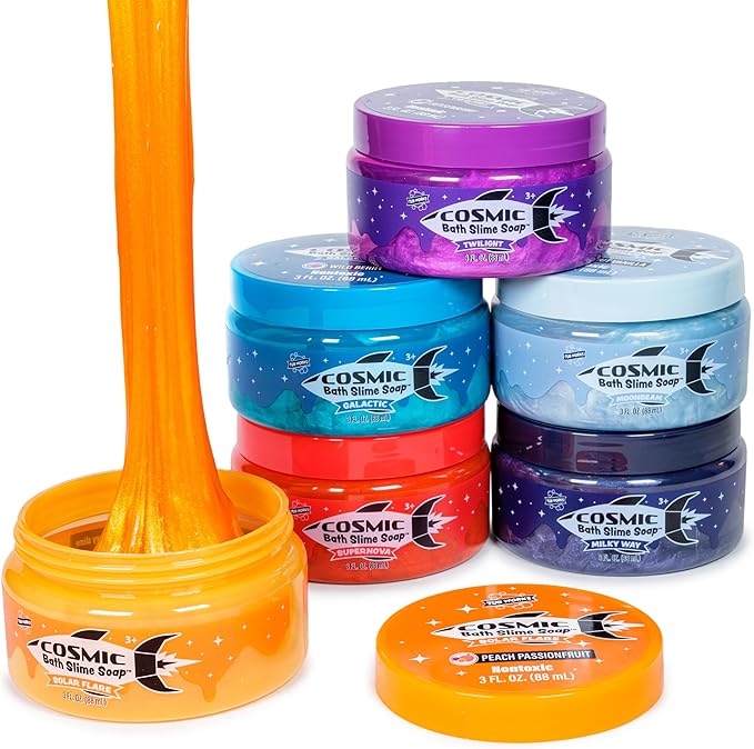 Tub Works Cosmic Bath Slime Soap Bath Toy, 6 Pack | Stretchy, Squishy Slime Soap for Kids Bath | Fresh, Fruity Scents | Nontoxic | Sensory Fun Kids & Toddler Bath Toys