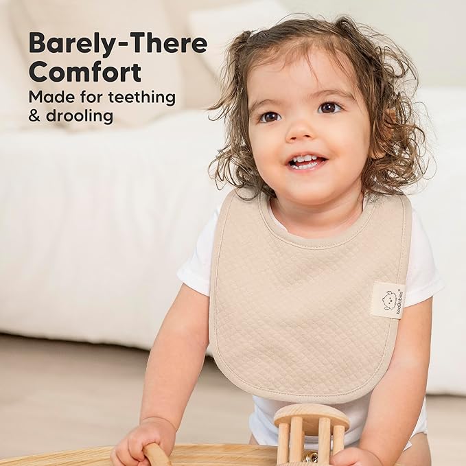 8-Pack Organic Baby Bibs for Girls, Boys - Quilted Cotton Cloth Baby Drool Bibs for Drooling and Teething Toddler, Newborn, Infant, Soft & Super Absorbent (Rosewood)