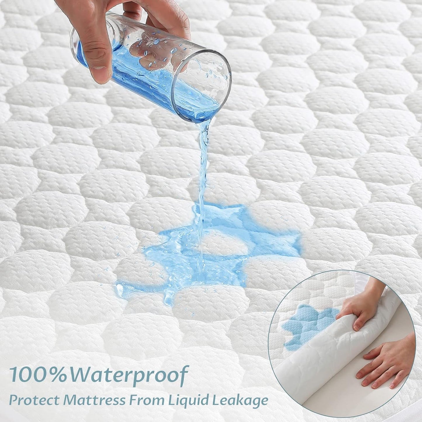 Full Size Waterproof Mattress Protector Fitted Quilted Mattress Pad Cover with Deep Pocket Up to 15''