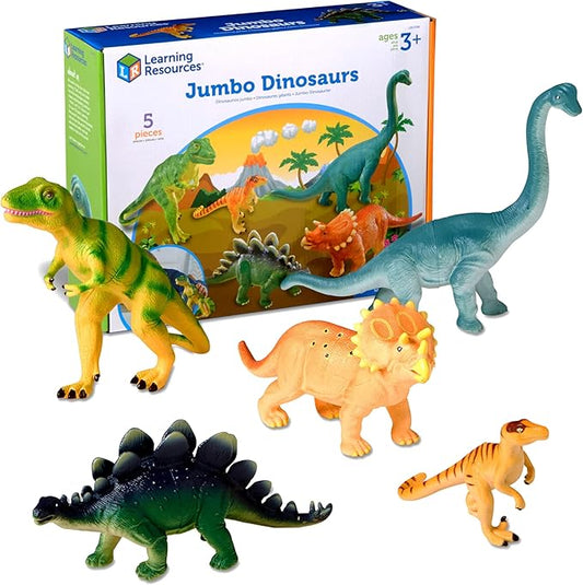 Learning Resources Jumbo Dinosaurs - Toddler Outdoor Toys, Animal Figurines, Montessori, Fine Motor Skills, Imaginative Play, Gits for Boys and Girls, Preschool Counting, Triceratops