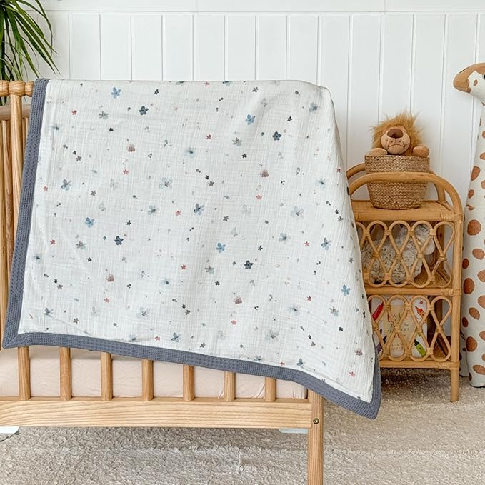 Personalized Baby Blanket with Name – Handmade 100% Organic Cotton Newborn Gift | Custom Knit Blanket for Boys, Girls, Kids & Baby Showers