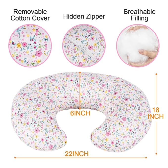 Baby Nursing Pillow for Breastfeeding, Adjustable Breast Feeding Pillow for Bottle Feeding, Breastfeeding Essentials for Mom and Baby Healthier Nursing, Bobby Pillow for Newborn,Removable Cotton Cover