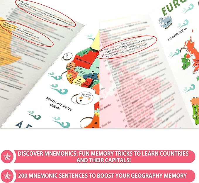 Geography Puzzle Book with Mnemonics | Magnetic World Map Puzzles for Kids & Adults (Ages 6+) | Learn Countries & Capitals with 154 Country-Shaped Puzzles, 200 Memory Tricks & 7 Maps