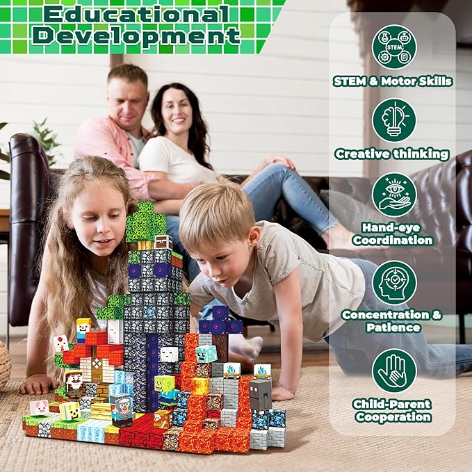 Magnetic Blocks - 400PCS Magnetic Building Blocks Toys Forest Portal, Magnetic Tiles Kids Build Cubes 2025 Upgraded STEM Game Toys, Christmas Birthday Gifts for Boys & Girls Ages 3+