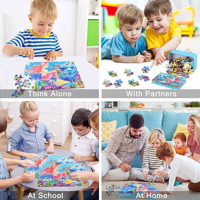 LELEMON Puzzles for Kids Ages 4-8, 60 Piece Puzzles for Kids Ages 3-5 in a Metal Box,Educational Puzzle Games Childrens Puzzles Jigsaw Puzzles Toys Gifts for Girls and Boys