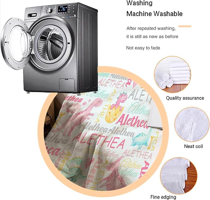 Personalized Dinosaur Baby Blanket with Name - Custom Swaddle Blanket for Toddlers, Infants, Kids & Newborns - Nursery Stroller Crib Decor Throw Birthday Gift