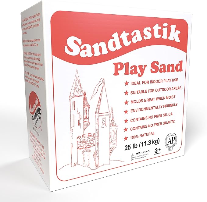 Sandtastik Sparkling White Play Sand - 50 lb (22.6 kg), Fill Sandboxes & Sensory Tables, Non-Toxic, Scoop, Mold & Pour
