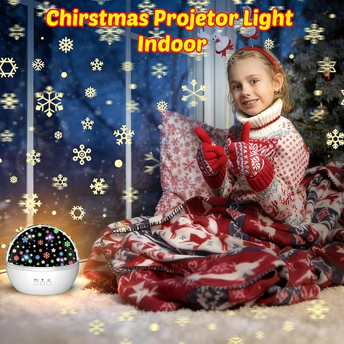 Christmas Snowflake Projector Lights Indoor | Snowfall Nightlight and Kid Star Projector | Indoor Xmas Night Light for Kids Bedroom or Holiday Party Decor