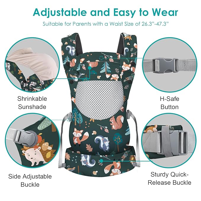 Infant Baby Front Carrier, Toddler Body Carrier, 7-66 Lbs Ergonomic Design, Lumbar Support, Lightweight Baby Chest Carriers (3-36 Months)