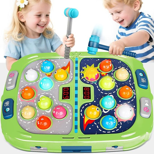 Whack a Mole Game, Toys for Ages 3-4 5-7 8-12 Boys Girls, Whack Game for Toddlers, Gifts for 3 4 5 6+ Year Old Boys Girls, Early Learning Educational Toys with 2 Hammers Sound & Light