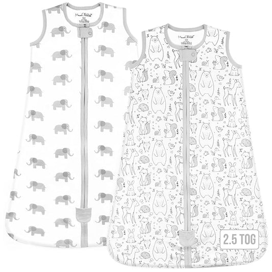 Mama Cheetah Baby Sleep Sack 2.5 TOG, Organic Cotton Baby Wearable Blanket with Two-Way Zipper, Swaddle Transition Baby Sleeping Bag for Newborn Infant Toddler Boy Girl, 12-18 Months