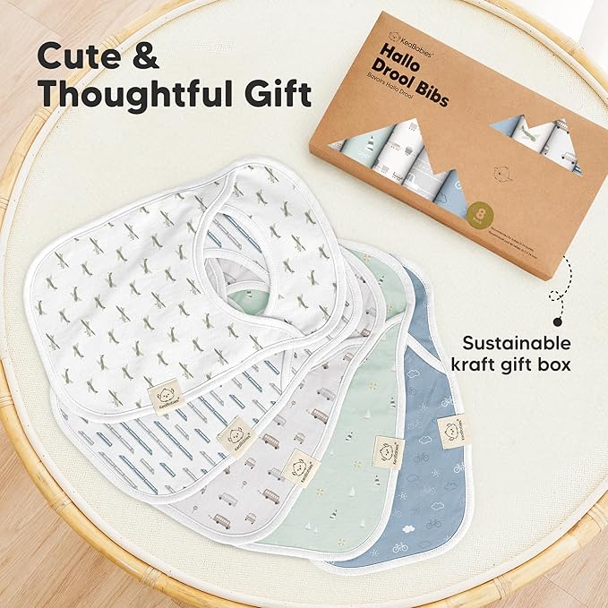 8-Pack Baby Bibs for Boys, Girls - Pullover Bibs for Drooling Teething Baby Girl & Boy Toddler, Newborn, Soft & Absorbent, Cute Colors, Large Torso Coverage Keep Infant Clean & Dry (Vessels)